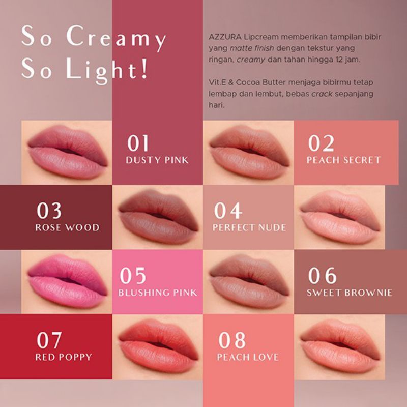 AZZURA Matte Lipcream with Cocoa Butter&amp;Vitamin E~Azzura Original 100%