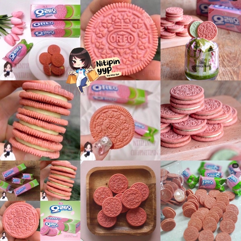 [LIMITED SPRING] Korean OREO Sandwich Cookies PINK GREENTEA SAKURA MATCHA / CHOCO MINT — Oreo Korea Best Seller!