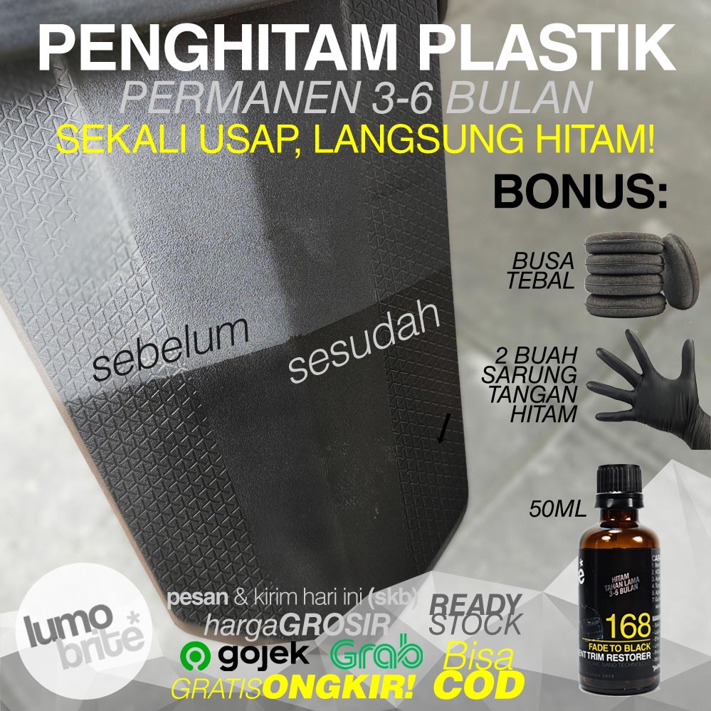 Penghitam Body Motor Mobil LUMOBRITE 168 Fade To Black Permanen Pengkilap Bodi Kasar Pengkilat Poles Trim Restorer Back to Black Magic