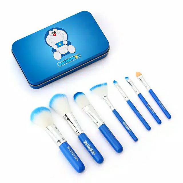 BRUSH DORAEMON 7 IN 1 BOX KALENG / BRUSH SET DORAEMON / DORAEMON MAKE UP BRUSH