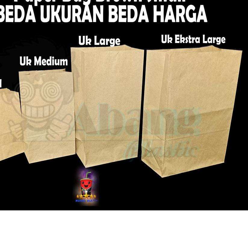 

✿ PAPER BAG BROWN POLOS @100 PCS PERPAK - KANTONG MAKANAN UK KECIL ❅