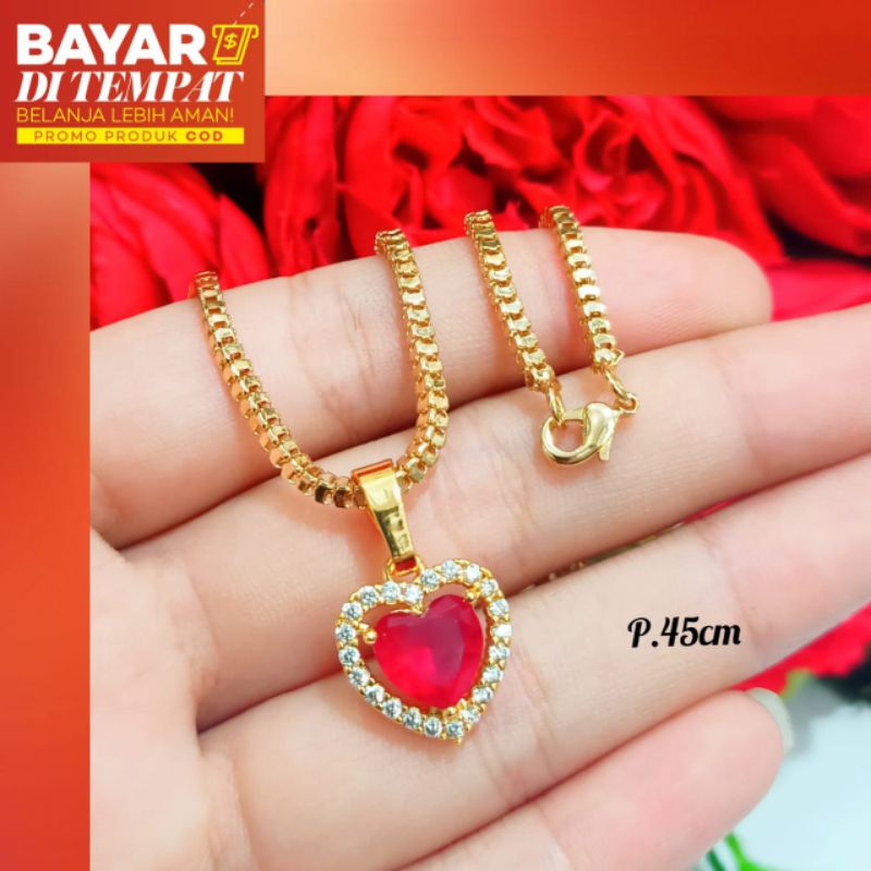 Kalung Dewasa+Liontin permata motif modern logam emas anti karat