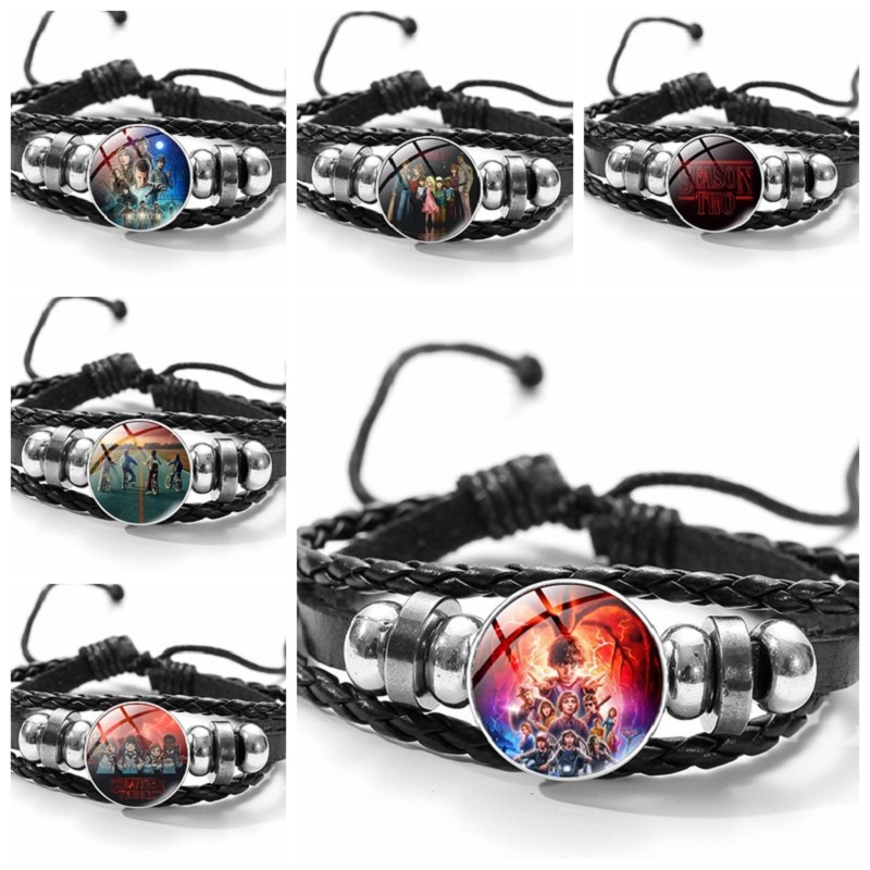 Gelang Rantai Kulit Adjustable Desain Anime Stranger Things Bahan Alloy Untuk Anak / Dewasa