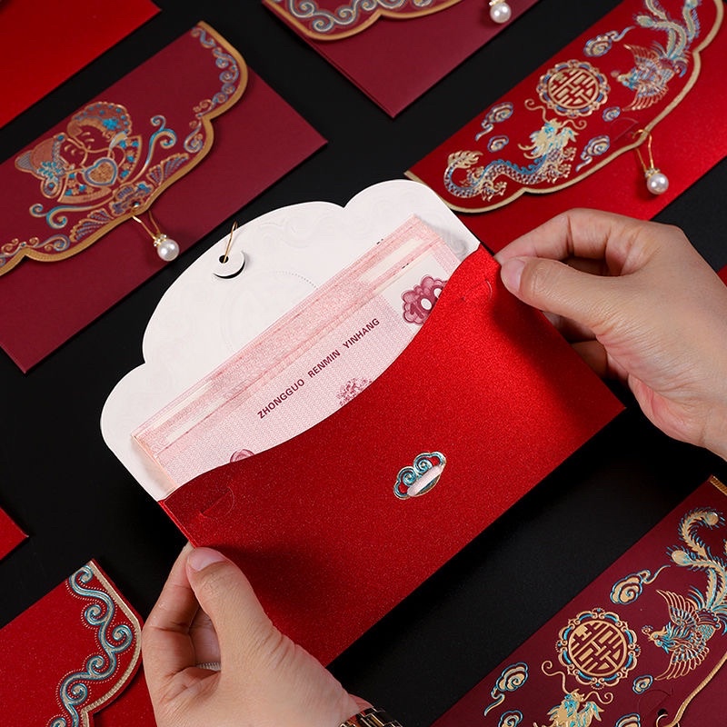 Angpao JUMBO Premium Pita Gantungan Hi/Mutiara Premium/ Angpao shangjit/ Angpao Pernikahan/ Teapai isi 2 Lmbr