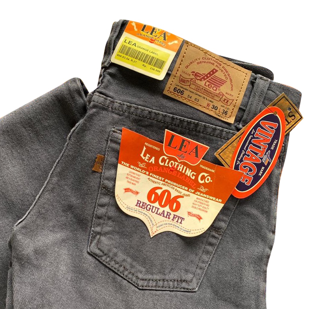 Jeans Panjang Pria lembut abu lea 606 original premium standar reguler