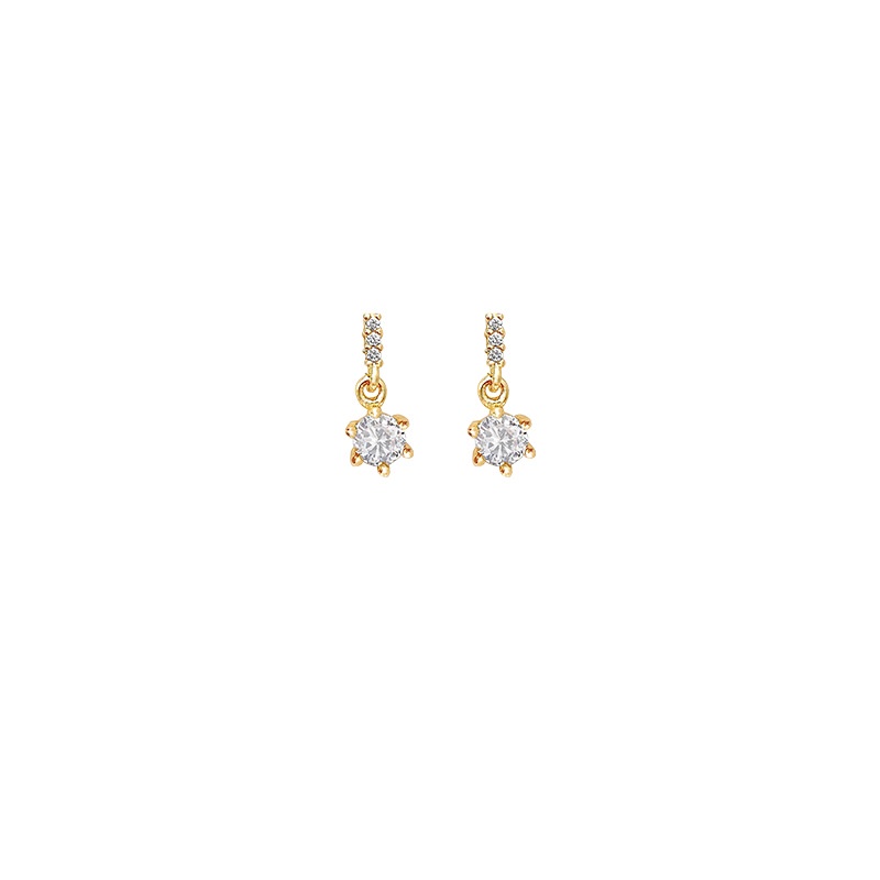 Anting Tusuk Sterling silver 925 Desain Simple Lucu Hias Kristal Zircon Untuk Wanita