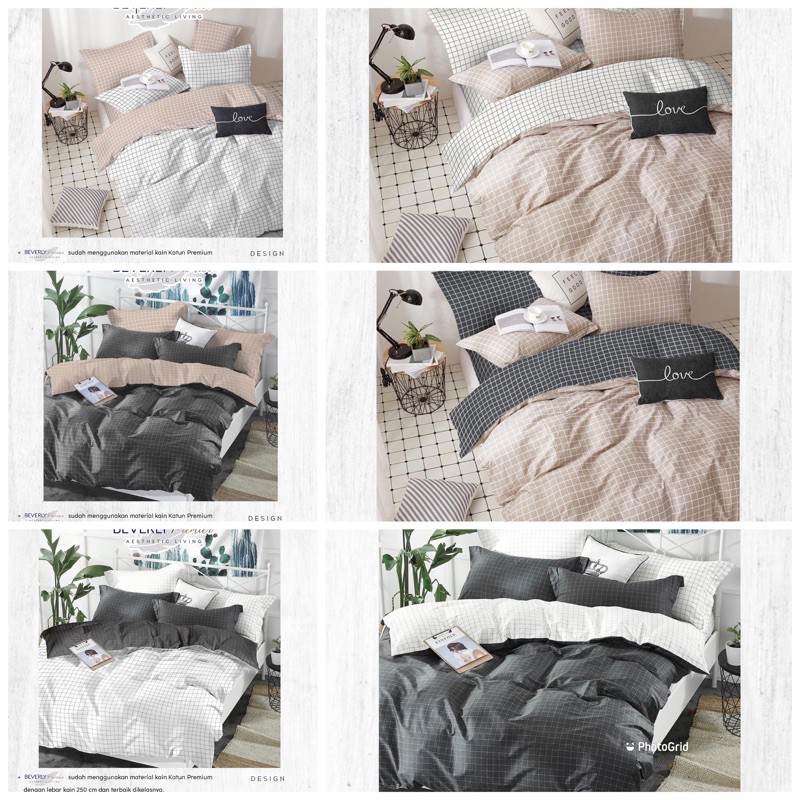 Sprei Katun Lokal Ayla Beverly Aesthetic Kotak kecil 4cm Sprei Katun Lokal Ayla Beverly Aesthetic Kotak kecil 4cm