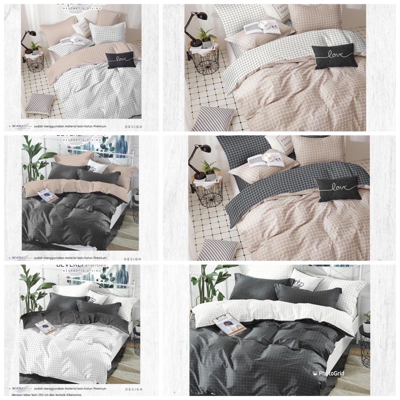  Sprei  Katun Lokal Ayla Beverly Aesthetic Kotak kecil 4cm 