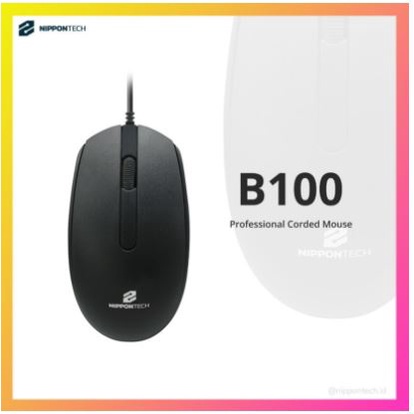 Mouse nippontech wired usb 2.0 optical standard 1000dpi for pc laptop office gaming b-100 - nippontech b100