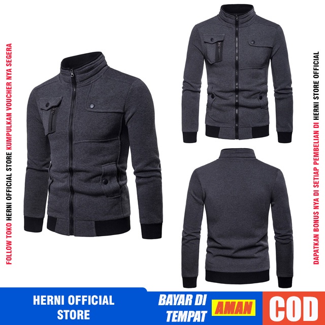 Jaket Pria Bahan Fleece Cotton Katun Tebal Import Original Cowok Casual Distro Keren Premium-1