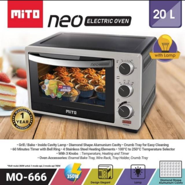 Oven Mito MO-666 Neo Elecktrik 20L Low Watt