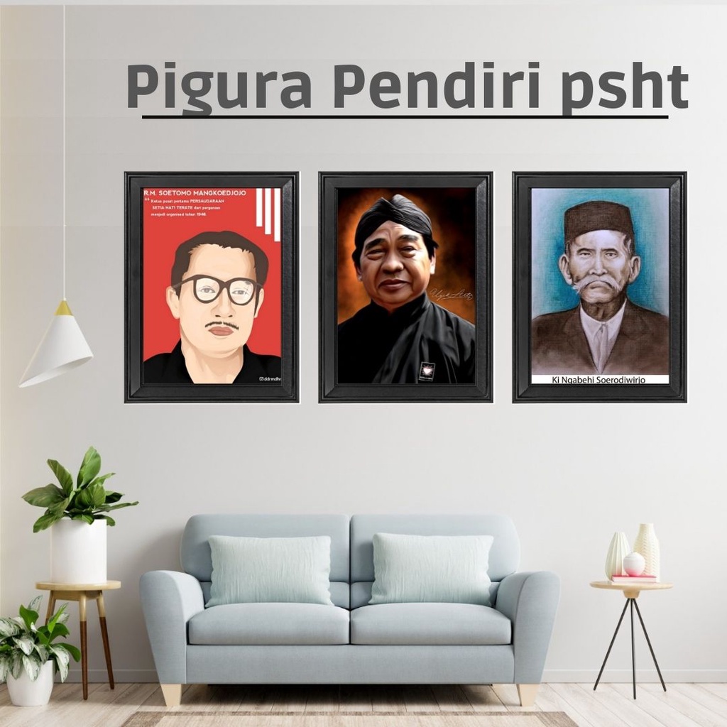 PIGURA PENDIRI PSHT Asli Ukuran A4 | Bahan Kayu Pencak Silat Bela Diri Gambar Tulisan Logo PSHT SH S