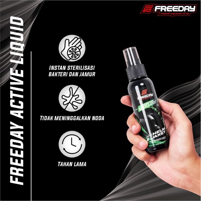 PEWANGI PENGHARUM HELM HELMET JAKET JACKET SEPATU CELANA SARUNG TANGAN KAOS KAUS KAKI ANTI BAKTERI DAN JAMUR FREEDAY KEMASAN 100ML 100 ML ACTIV SPRAY SEMPROT 4 PILIHAN PARFUME PARFUM ROCKY COFEE OCEAN BREEZE MY SPEEDAY DEEP JUNGLE