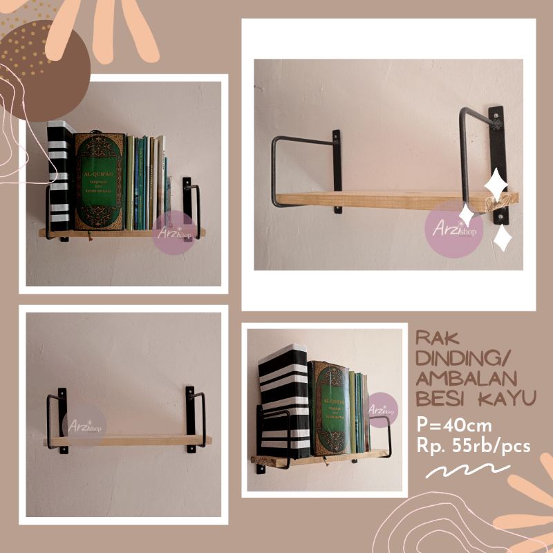 Rak Dinding Minimalis/Ambalan Besi Kayu/Rak Ambalan/Rak Besi Kayu/Rak Dinding/Rak serbaguna/Ambalan