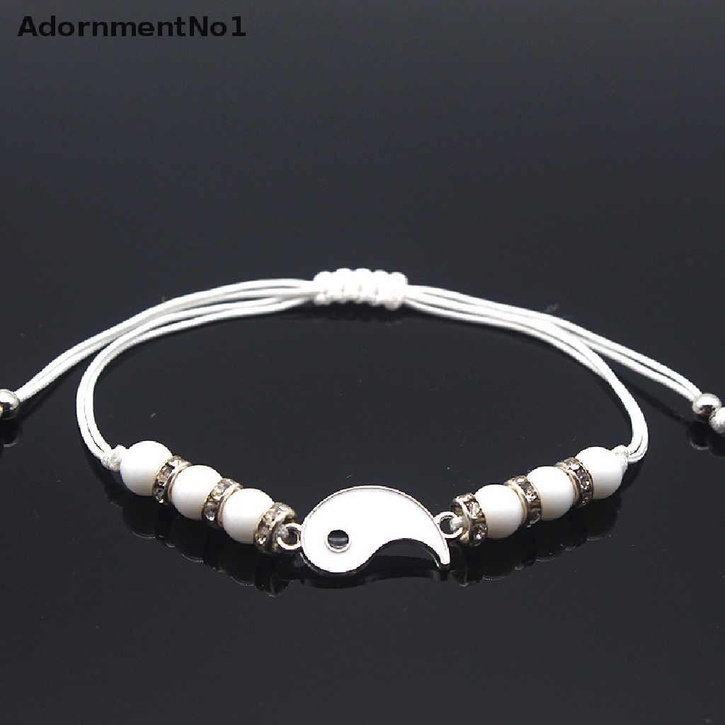 (AdornmentNo1) Gelang Tali Anyam Handmade Adjustable Dengan Charm Tai Chi Cina Untuk Pasangan / Teman