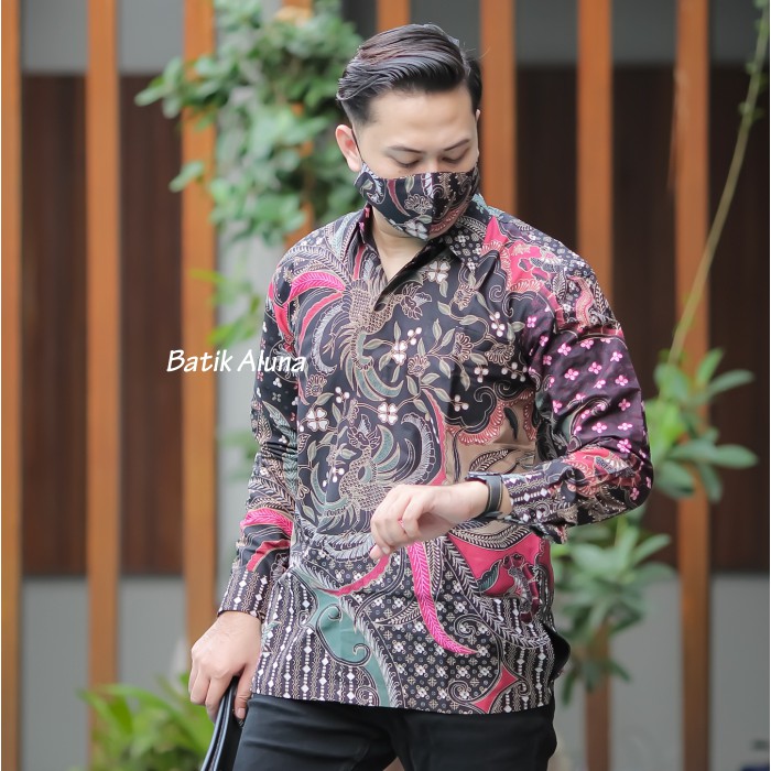 Kemeja Batik Atasan Pria Lengan Panjang Slim Fit Solo Premium  Prabuseno Katun BATIK ALUNA PL 002