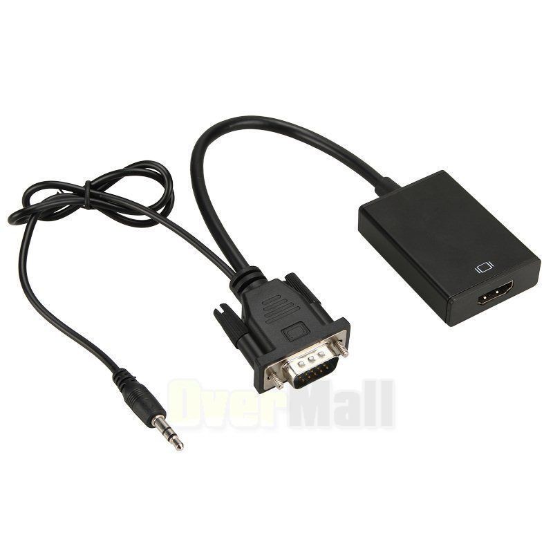 Kabel Adapter Converter VGA Male ke HDMI 1080P dengan Audio - OMIPILBK Black