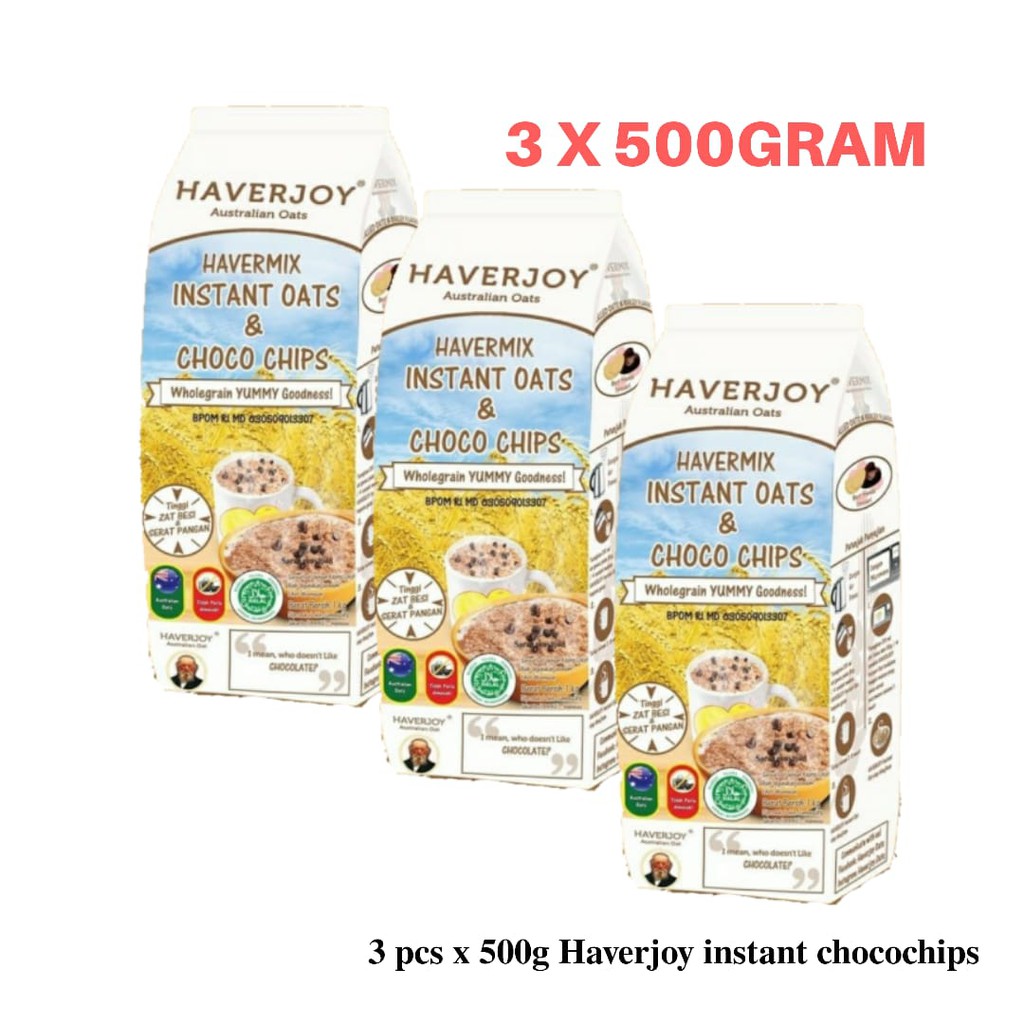 

3x500g Haverjoy Havermix Instan Oats & Choco Chips (putih 500g x 3)