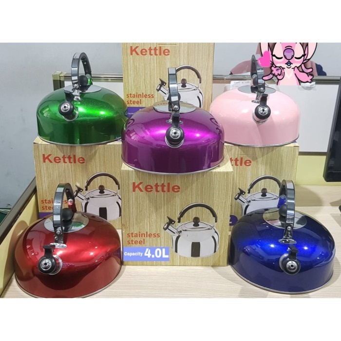 Whistling Kettle 4 Liter Teko Air Siul Warna Ceret Bunyi Stainless