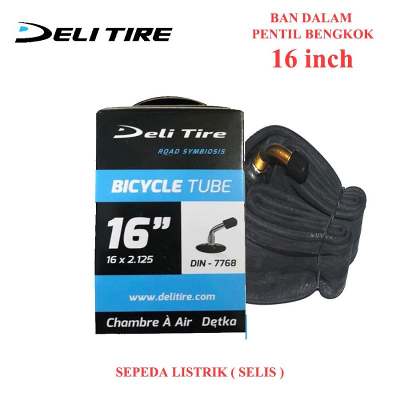 Ban Dalam Sepeda Listrik Ukuran 16 x 2.125 Swallow DELI TIRE Pentil Bengkok | High Quality