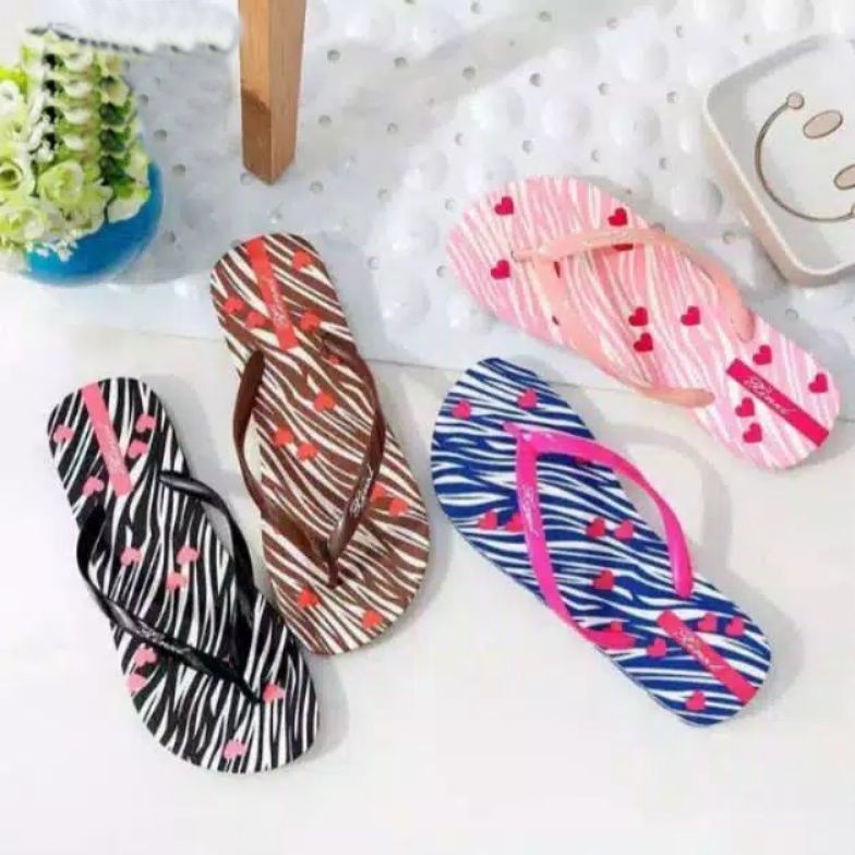 COD MAKASSAR Sandal Jepit Tali Motif Zebra Garis Fashion Shopee tokotamz Online Shop Toko Tamz