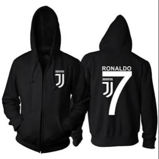 Jaket Hoodie Zipper Cristiano Ronaldo Juventus Hitam