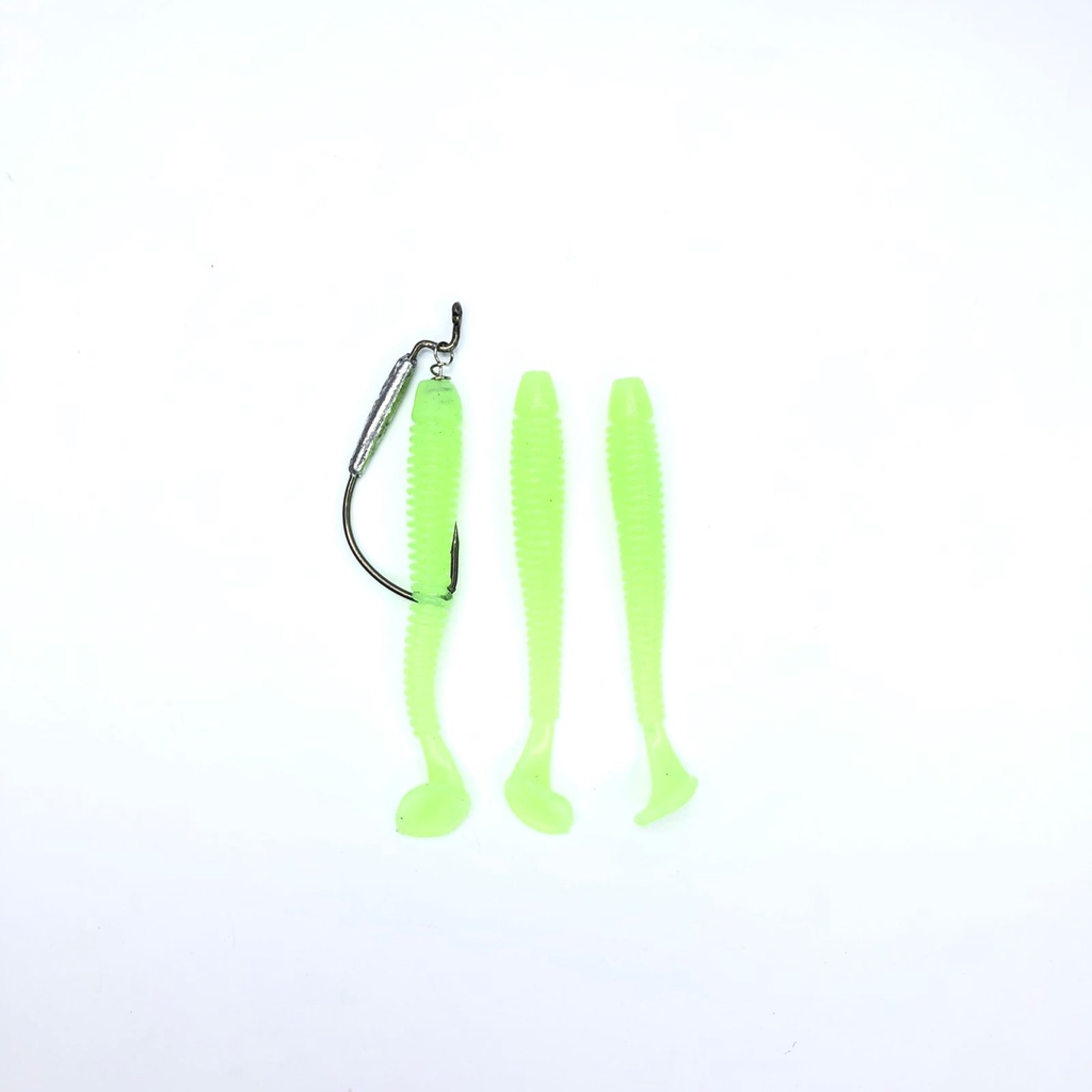Umpan Softlure Padle 3pcs + Wormhook