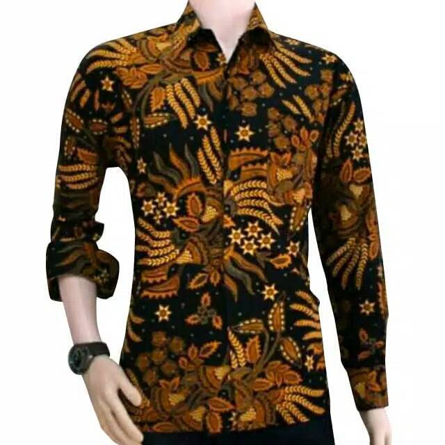  KEMEJA  BATIK  PRIA  SOGAN LENGAN  PANJANG  EKSKLUSIF  BATIK  