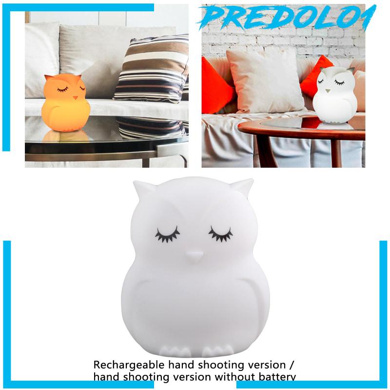 (Predolo1) Lampu Tidur Bentuk Burung Hantu Bahan Silikon Untuk Kamar Anak