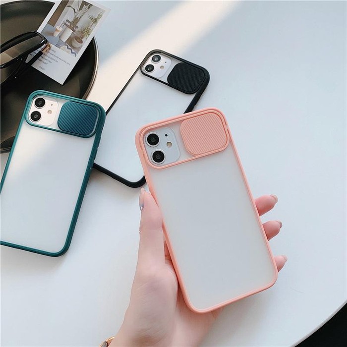 Iphone 6 6G 6s 7 7G 8 Plus X XR XS MAX SLIDE CASE PROTECTION CAMERA MATTE CANDY SLIDING PELINDUNG KAMERA