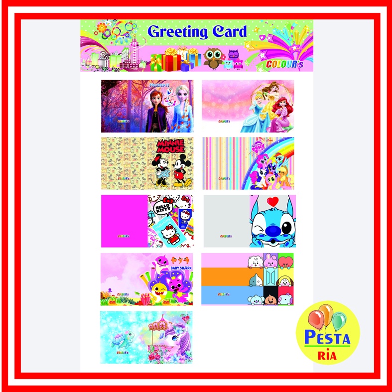 

90 pc TERMURAH kartu ucapan selamat ANAK CEWEK GIRL dengan amplop kado greeting card ULTAH