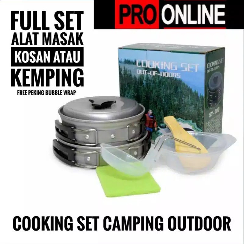 Satu Set Alat Masak Panci Kemping Gunung SY-200 Nesting 2 Person Camping Outdoor Traveling