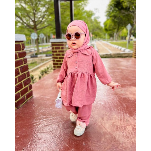 1-5 Tahun One Set MALIKA Crinckle PREMIUM Setelan Anak Perempuan