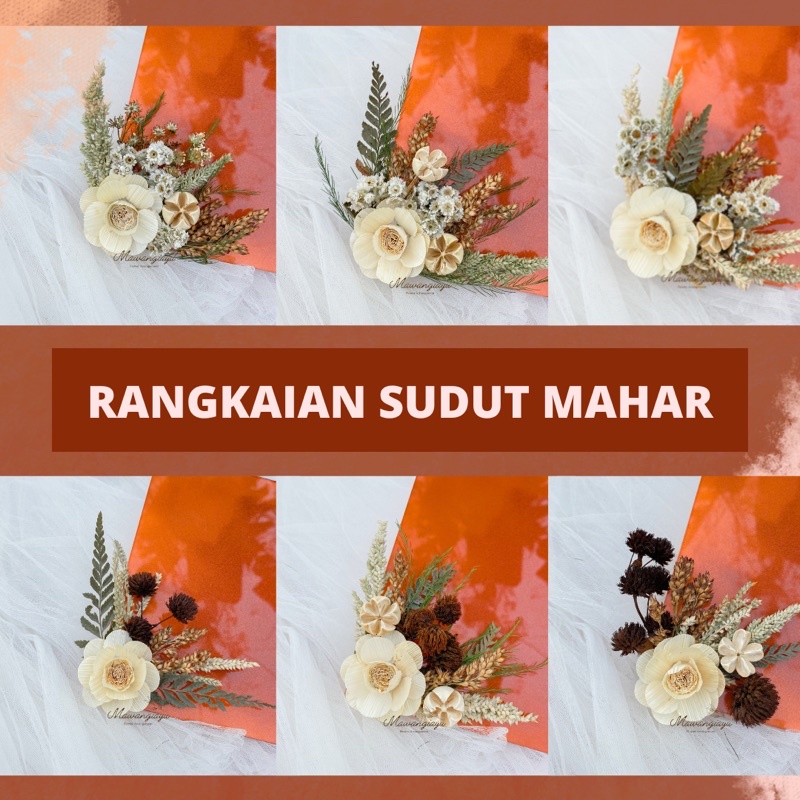 BUNGA SUDUT | BUNGA MAHAR | RANGKAIAN BUNGA KERING | HIASAN MAHAR