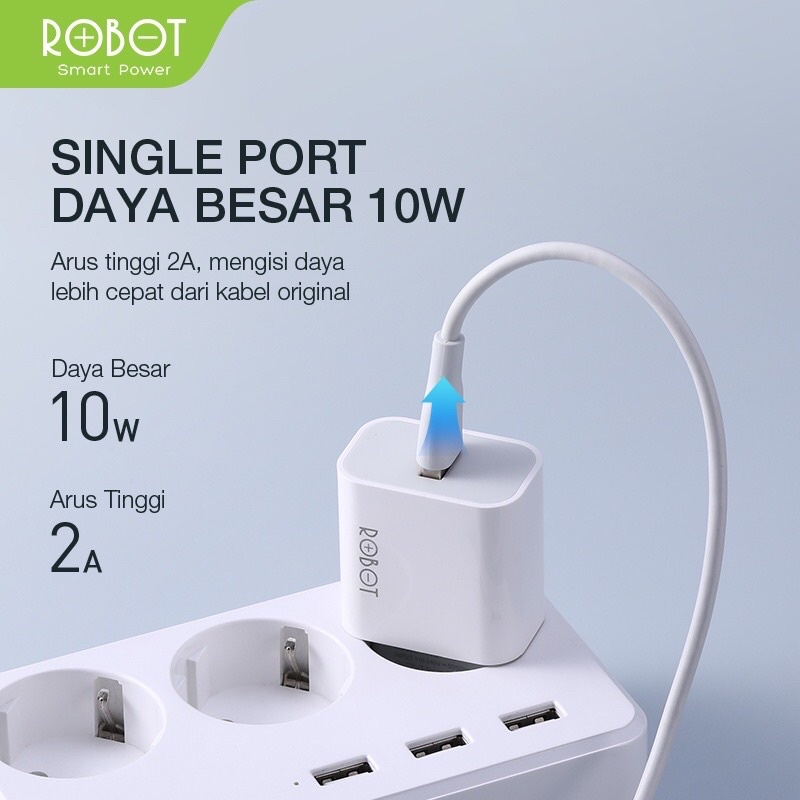 ROBOT Adaptor Charger RT-K8 Batok Charger 10W 2A Small &amp; Portable Garansi Original (1 pcs)