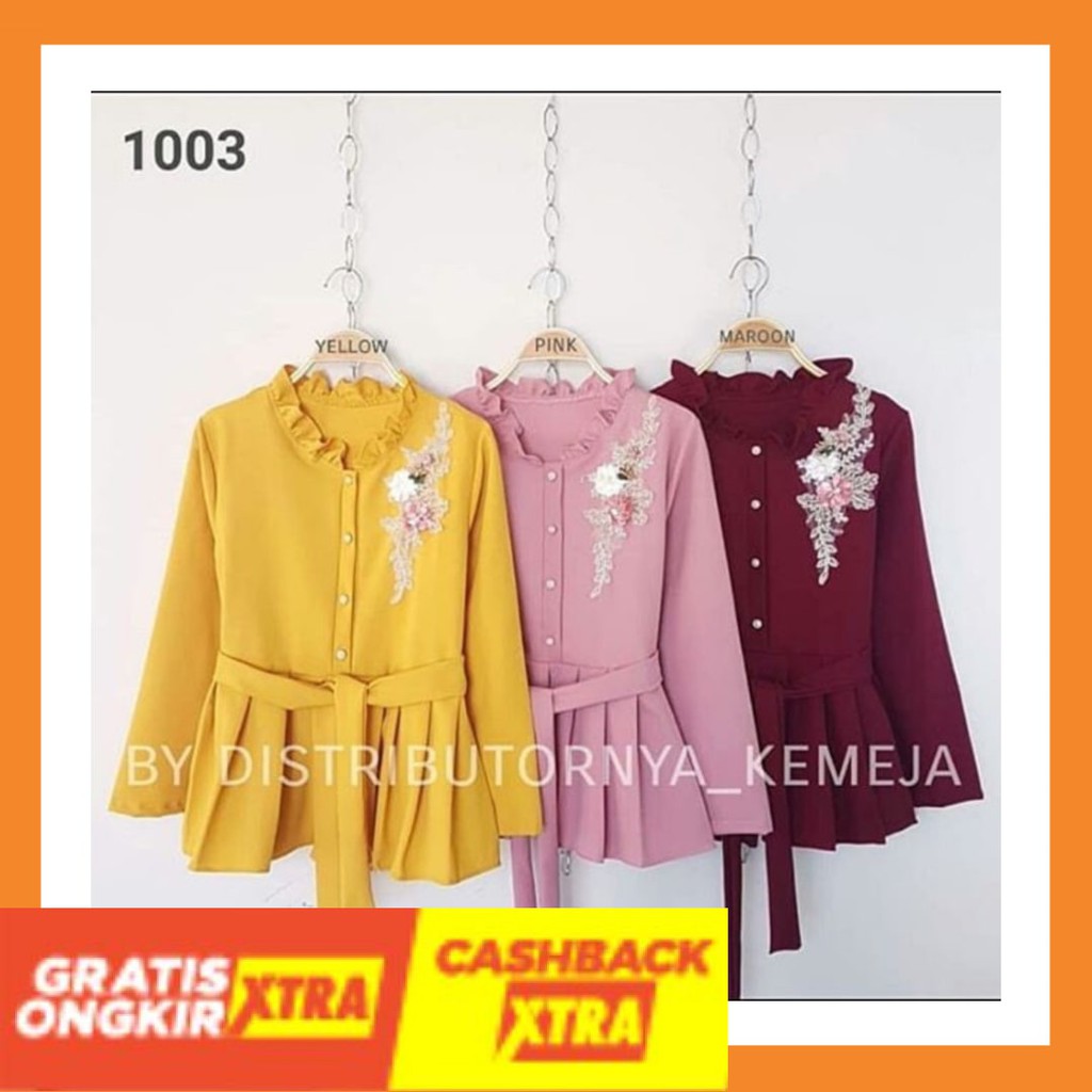 STYLE KOREA KEREN IMPORT MURAH ORIGINAL BISA COD / ROSANA BLOUSE // KEMEJA BORDIR // BLOUSE