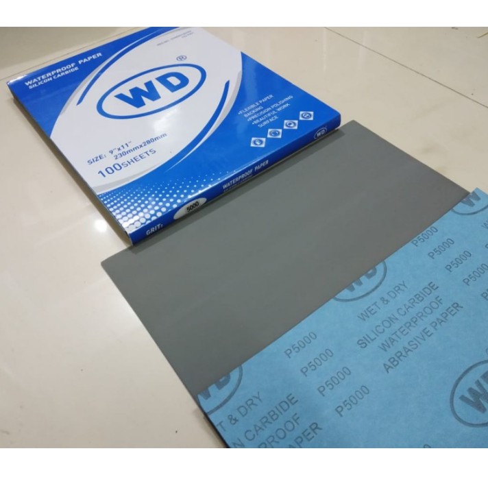 AMPLAS KERTAS/AMPLAS GOSOK/AMPLAS GOSOK ANTI AIR/AMPLAS KERTAS WD BIRU TERSEDIA 2 UKURAN/ AMPLAS PALING HALUS/ AMPLAS DUCO WD/ WATERPROOF PAPER/SILICONE CARBIDE