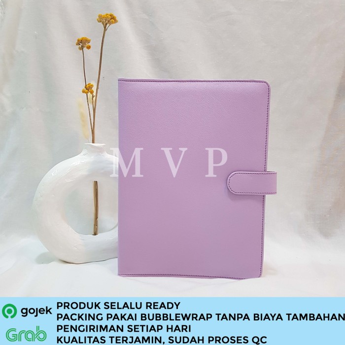 

[RESTOCK] Binder Kulit Polos Eksklusif 26 Ring Organizer Kertas B5 Ungu Lilac