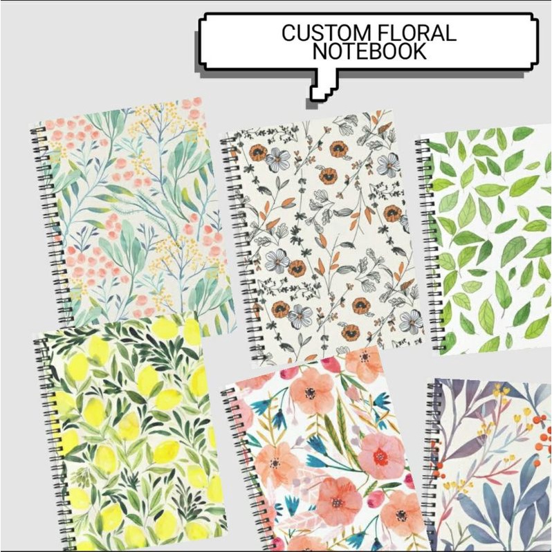 

CUSTOM FLORAL NOTEBOOK SPIRAL A6 Botanical Pattern