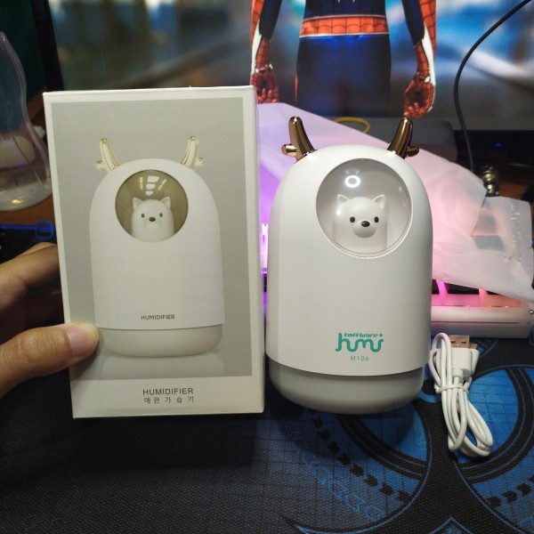 (COD Makassar) Pet Humidifier Air Diffuser Ultrasonic Mist Maker with 7 Colors LED Lamp Beer 300ml Difuser like young living