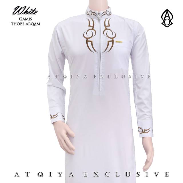 Gamis Atqiya thobe Arqam/ Jubah pria / jubah kekinian / Gamis slimfit