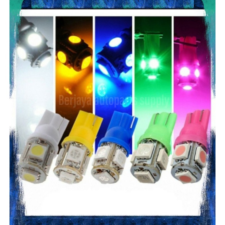 [ 1SET]Lampu LED Jagung T10 12V Senja kota sein 5mata  Mobil Motor