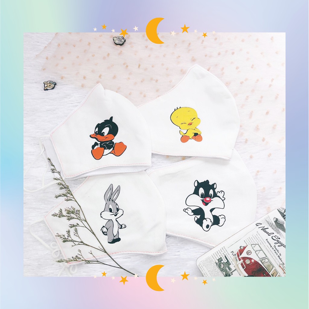 Masker Kain Non Medis Washable Cover Mask Ear Loop Karakter Tweety Bugs Bunny Daffy Duck
