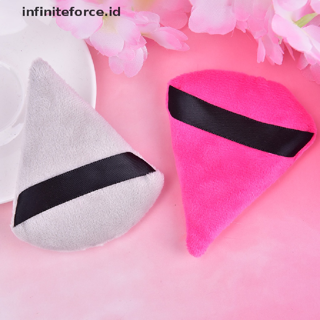 Infiniteforce.id 2pcs / Set Spons Puff Velvet Bentuk Segitiga Untuk Makeup / Kosmetik Wanita