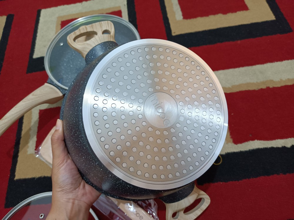Micoe Panci Masak Penggorengan Panci Dapur Batu Maifan Panci Anti Lengket Sup Untuk Mie 24cm