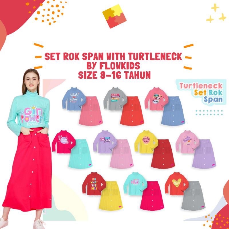 Setelan Anak Flowkids Premium Turtleneck + Rok Junior fk flower kids