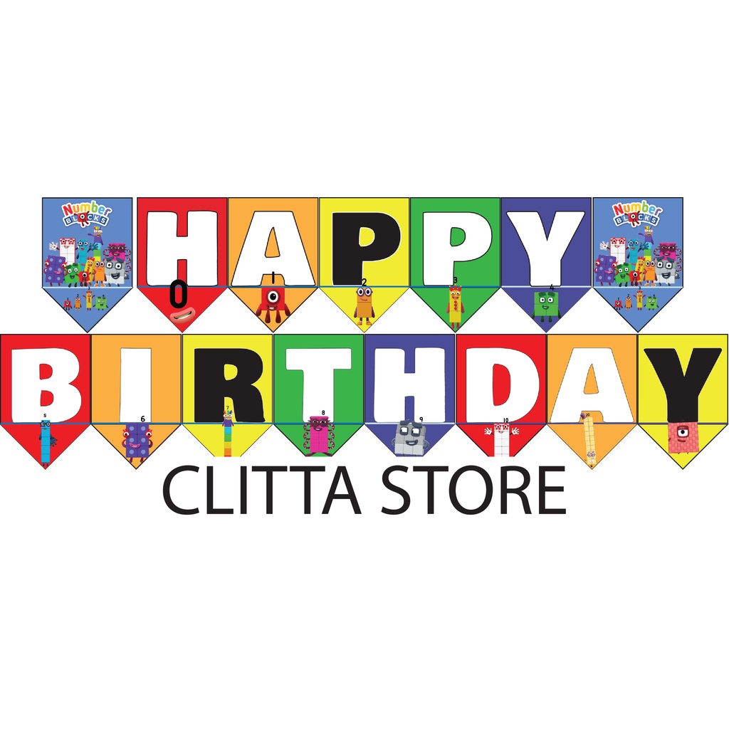 Banner happy birthday Number Blocks set