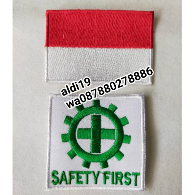 Jual Logo Bordir Safety First K3 Dan Bendera Merah Putih 1set Shopee Indonesia