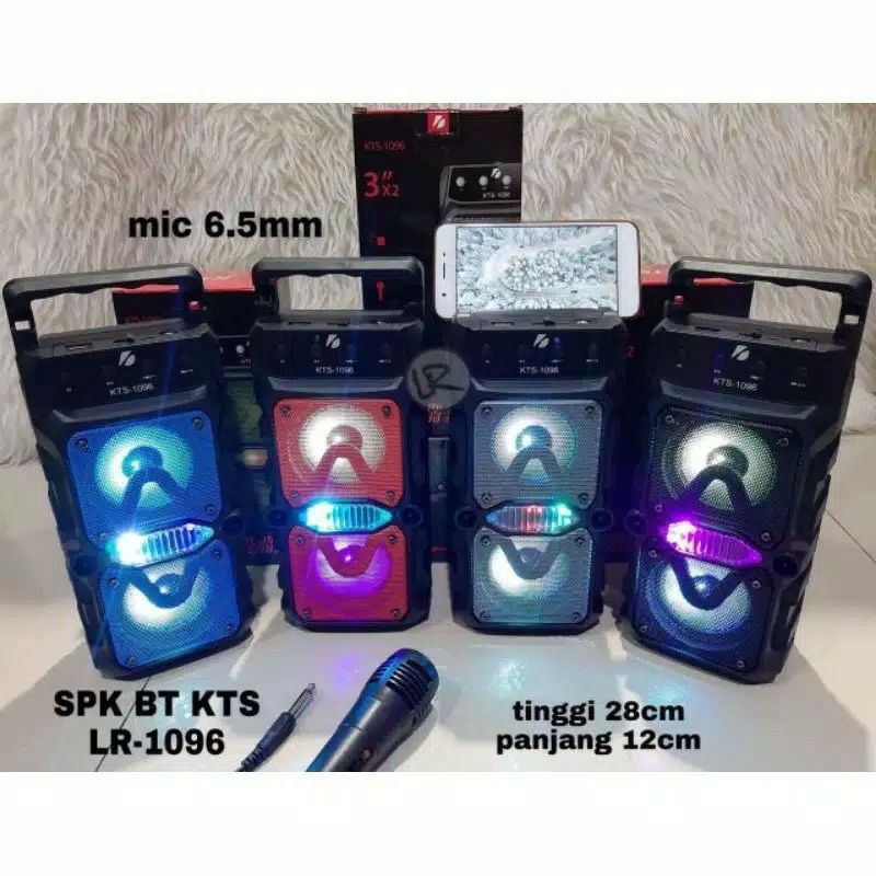 SPEAKER BLUETOOTH KTS LR-1096 DUAL SPEAKER 3&quot;IN + MIC 6.5MM SUPER BASS