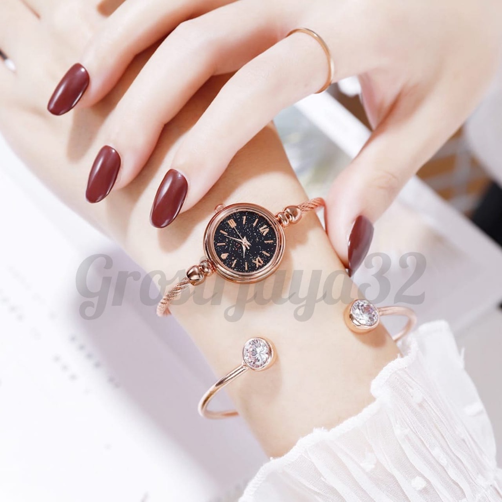 (GROSIRJAYA32) Jam Tangan Kecil Wanita Analog Dial Bulat Model Gelang Fashion Wanita Elegan